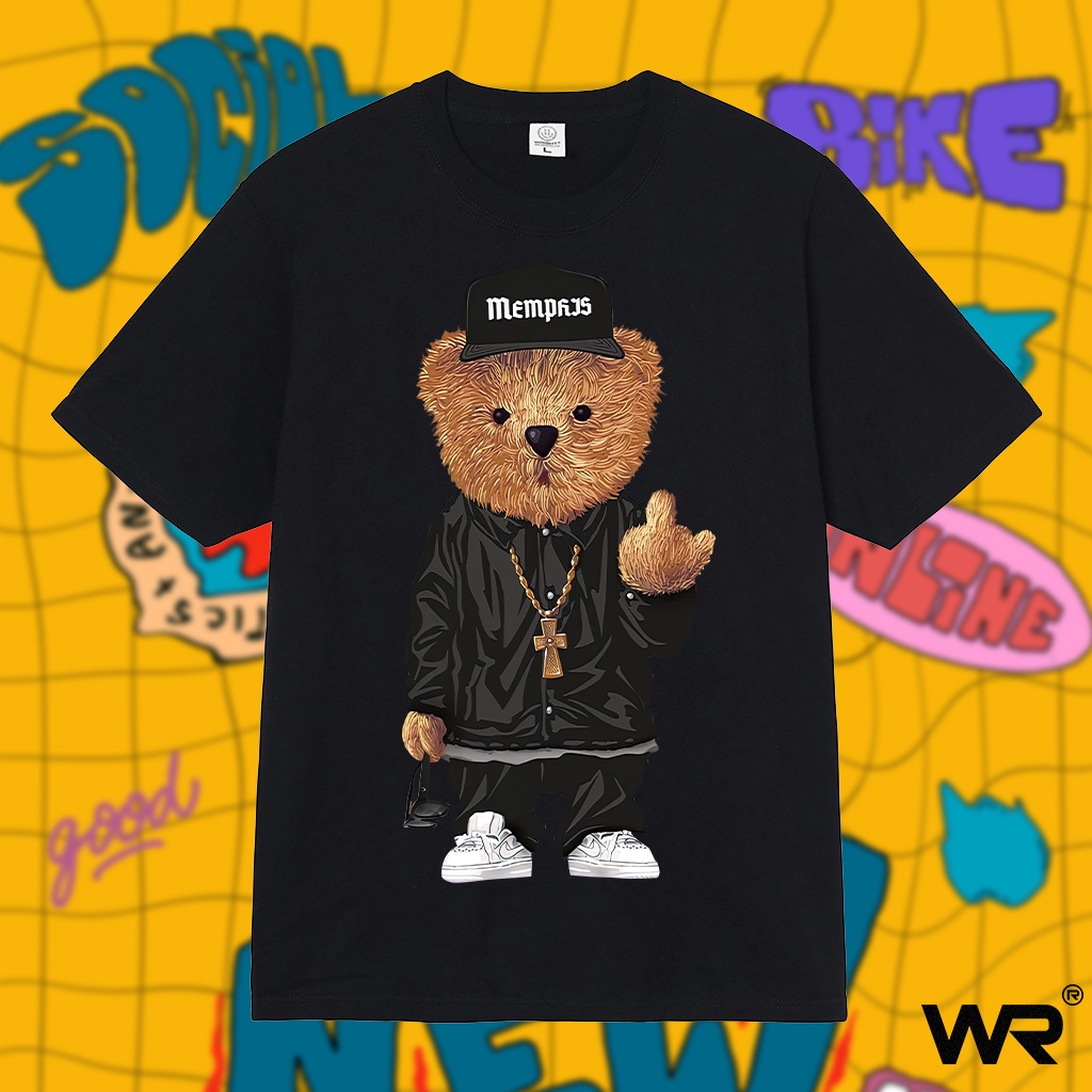 Áo Phông Cực Chất Palm Angels Teddy Bear Gấu Rapper Tay Lỡ Form Rộng Thời Trang Mùa Hè