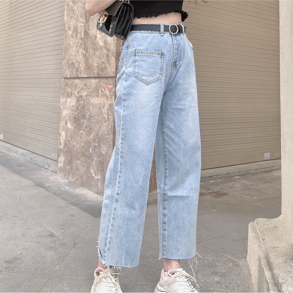 Quần jean nữ baggy King168, quần nữ co dãn nhẹ mẫu THU74