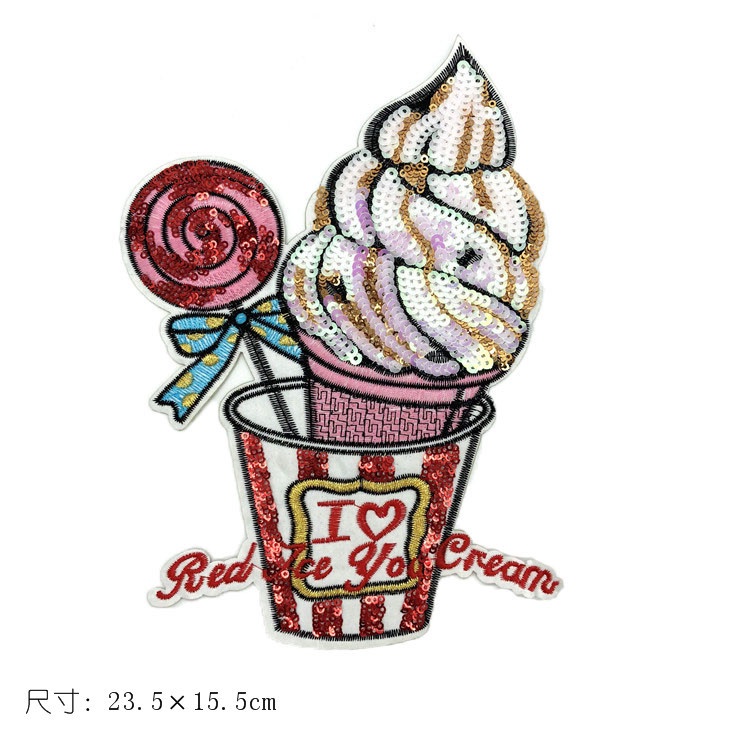 Sticker Ủi Thêu Hình Cây Kem Hoạt Hình
