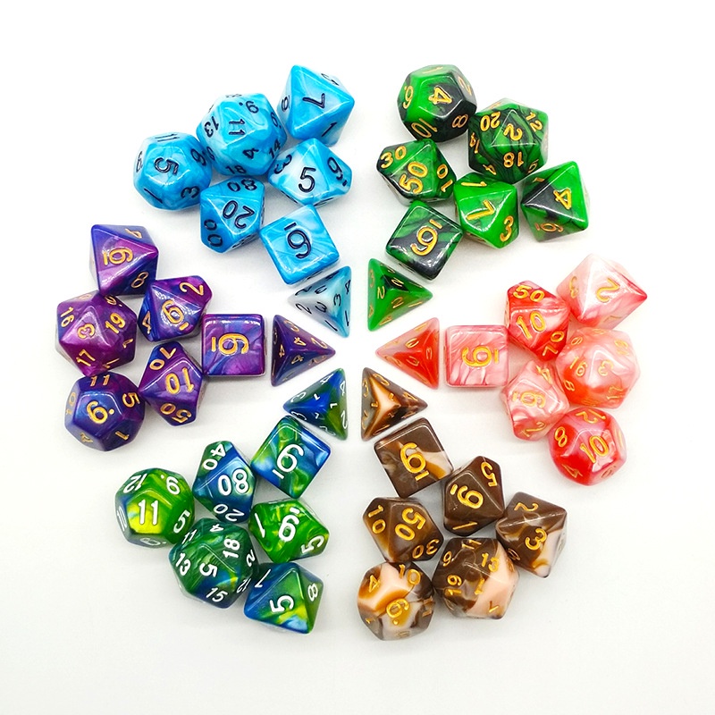 (MớI) Bộ 7 Viên Xí Ngầu Đa MàU RPG BằNg Acrylic