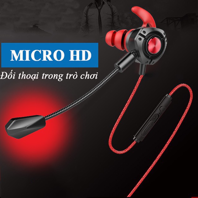 Tai nghe gaming XG22, Tai nghe game thủ nhét tai XG22 có Mic phụ cắm tai nghe chơi game