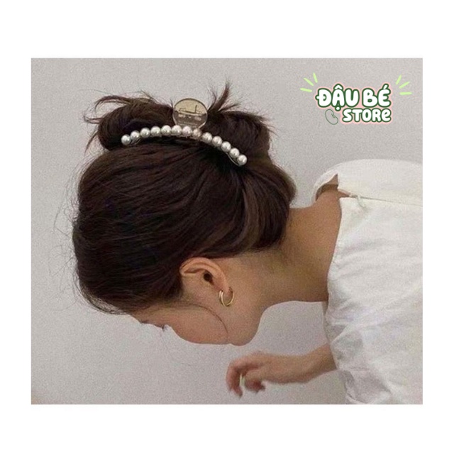 KẸP TÓC NHỰA ĐÍNH NGỌC TRAI NHÂN TẠO THỜI TRANG HÀN QUỐC THANH LỊCH - CẶP TÓC CÀNG CUA CỔ ĐIỂN - DAUBE - PK002_2