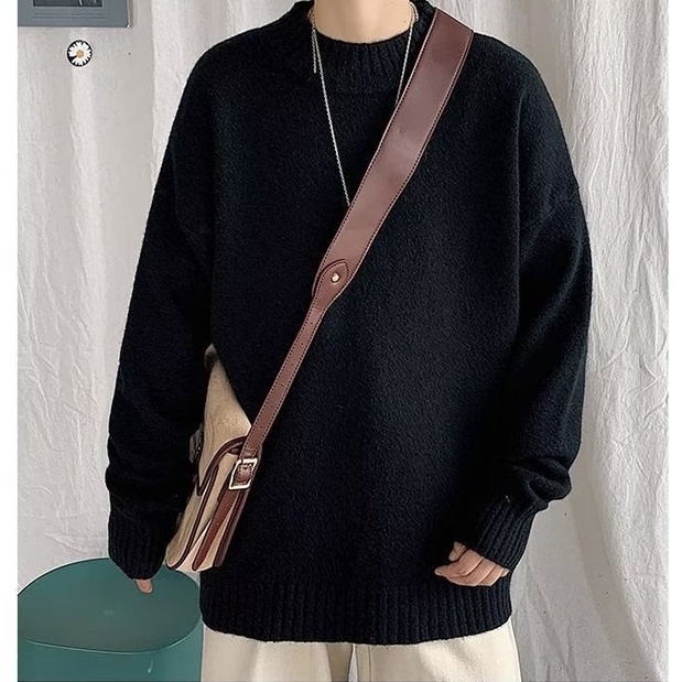 Áo Sweater Cổ Lọ Tay Dài Dáng Rộng Màu Trơn Thời Trang Retro Cá Tính Cho Nam Nữ áo len có cổ áo sweater form rộng