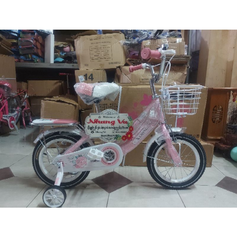 Xe đạp 2 khung bé gái 12 , 14 , 16 inch mẫu mới tem về nhiều hãng: xaming, H&T bike