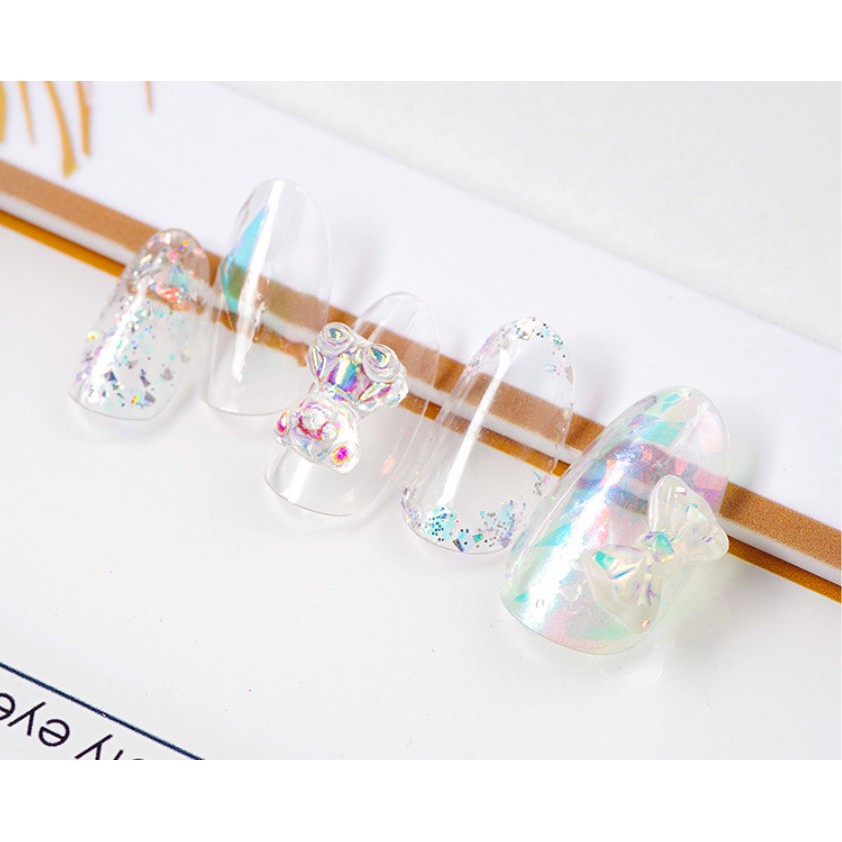 Charm nơ, bướm phủ nhũ tráng gương ánh trai trang trí nail