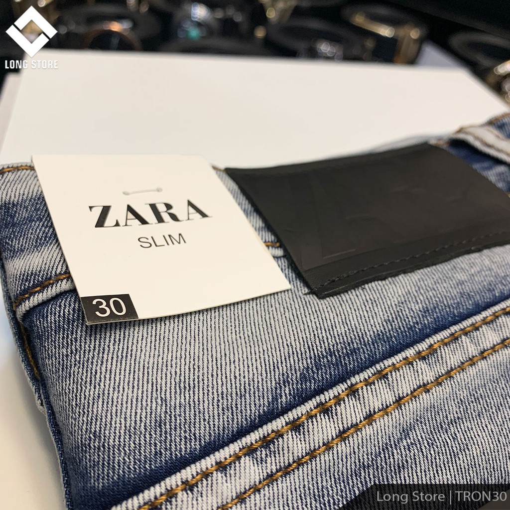 Quần jean nam trơn ZA.RA dáng ôm màu xanh bạc nhạt, chất vải bò cotton spandex co giãn 4 chiều [Có Big Size] Tron30 | BigBuy360 - bigbuy360.vn