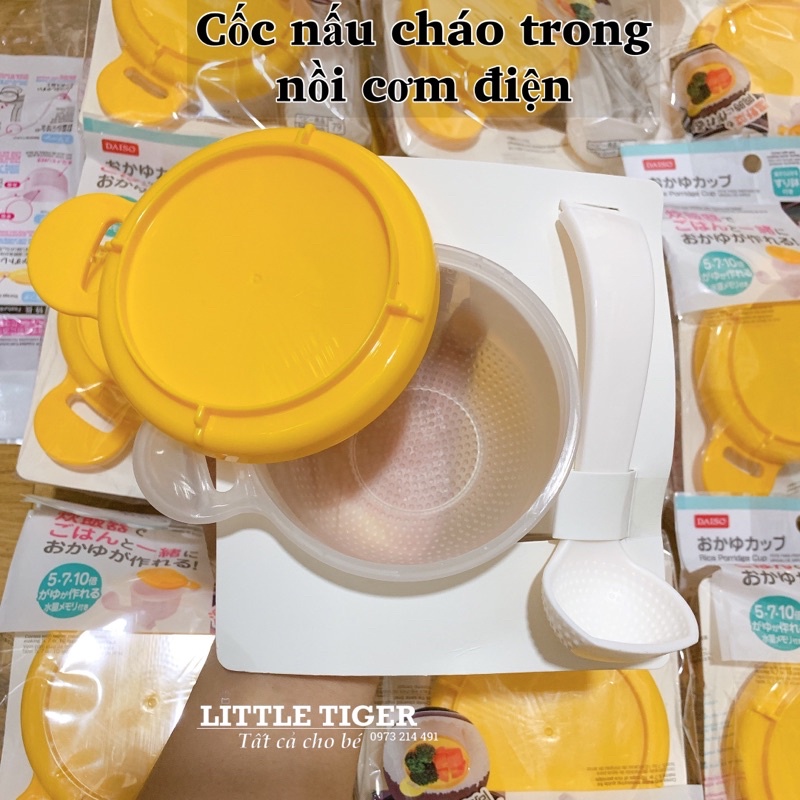 Cốc nấu cháo ăn dặm Daiso - Cốc nấu cháo và cơm nát nấu trong nồi cơm điện hàng nội địa Nhật.