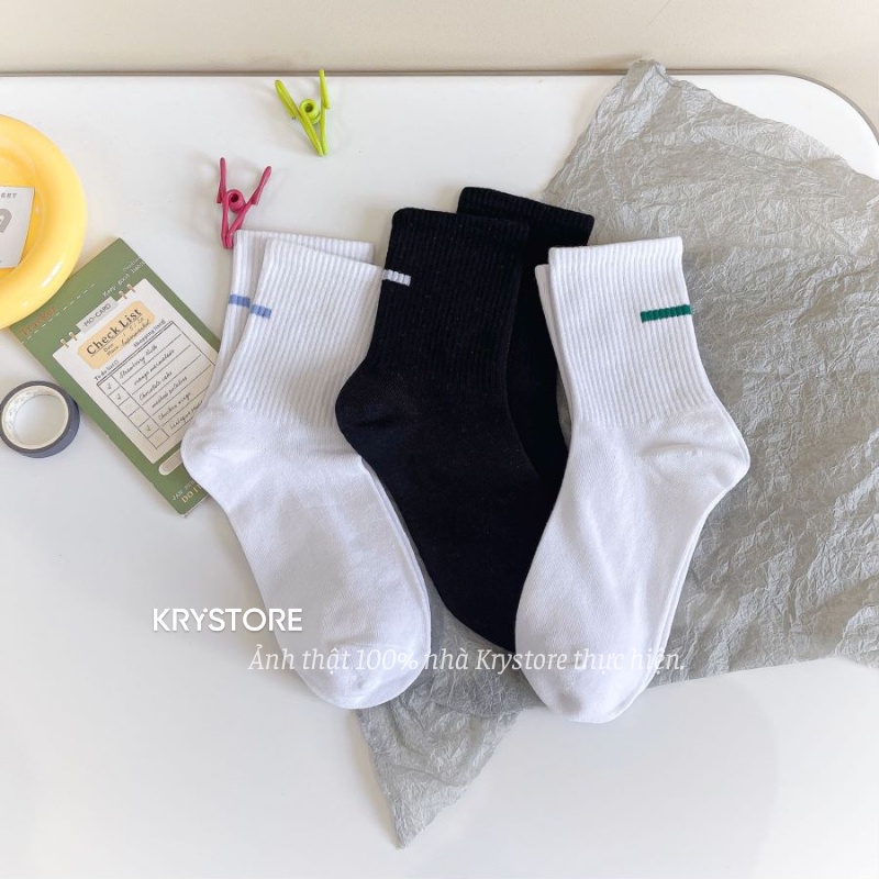 Set 5 đôi tất vớ thanh màu nam nữ cotton basic Krystore , vớ thể thao chất đẹp ST04