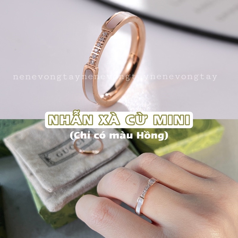 Nhẫn xà cừ GUCCI mini hồng gold thép ko rỉ