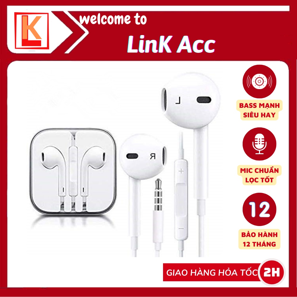 Tai nghe bóc máy jack 3.5mm cho 5/ 5s/ 6/ 6s/ 6plus/ 6splus- Tai nghe chân tròn chính hãng - Bảo hành 12 tháng