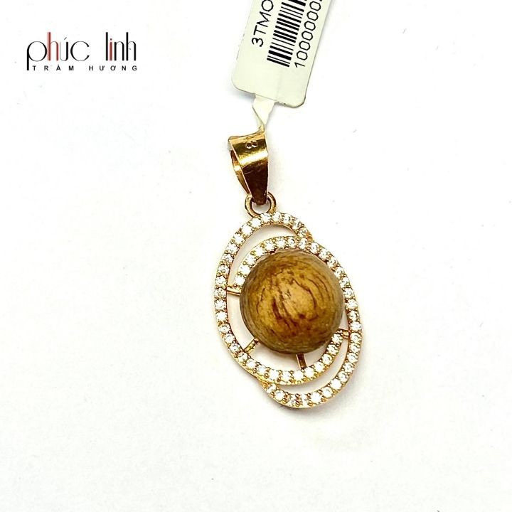 Mặt Dây Chuyền Vàng Gắn Hạt Trầm PHÚC LINH 4.1 phân