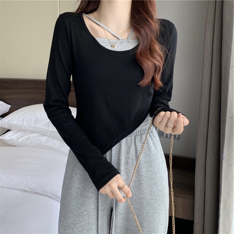 SUXI Áo Thun Dài Tay Màu Sắc Thời Trang Mùa Hè Cho Nữ