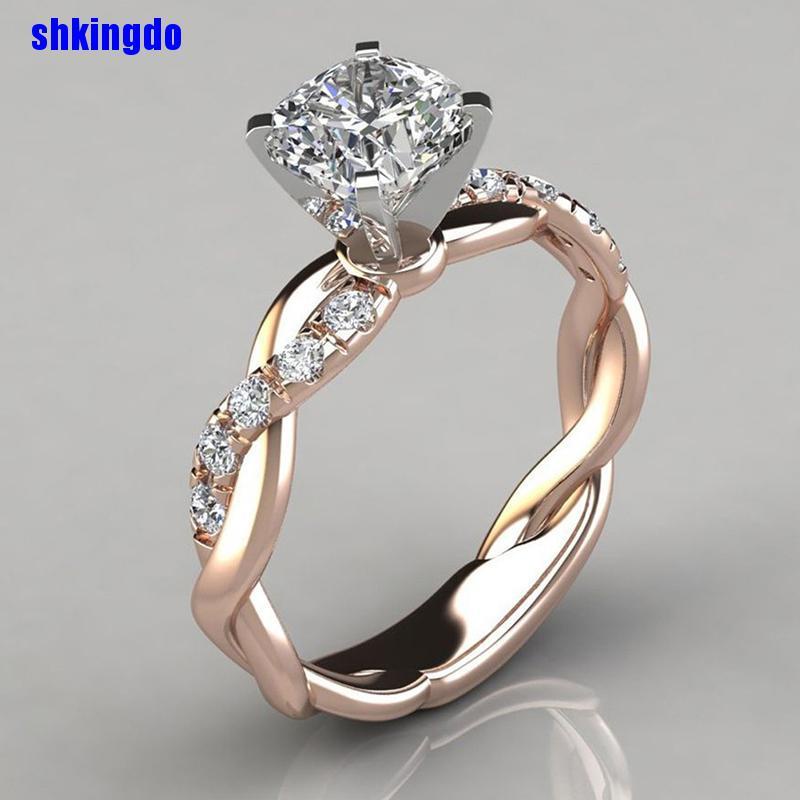 Nhẫn mạ bạch kim thiết kế đơn giản đính đá xinh xắn