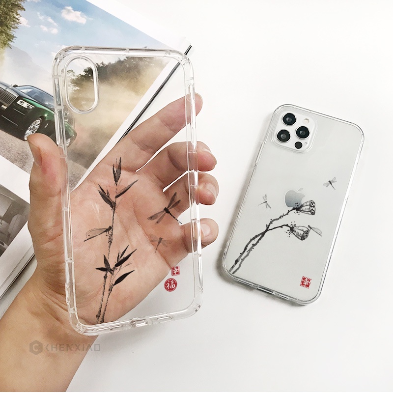 Ốp Điện Thoại Họa Tiết Hoa Sen / Cây Tre Cho iPhone 13 12 11 Pro Max mini 6 6S Plus 7 Plus 8 Plus SE 2020 XS Max X XR