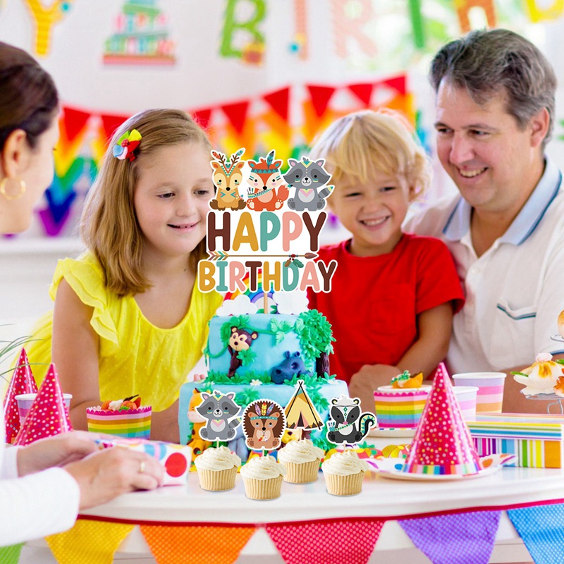 Bộ Bong Bóng Hình Động Vật Rừng Cây Rừng Trang Trí Tiệc Sinh Nhật Bé