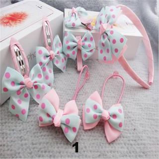 Bộ bờm nơ dây buộc tóc 7 món