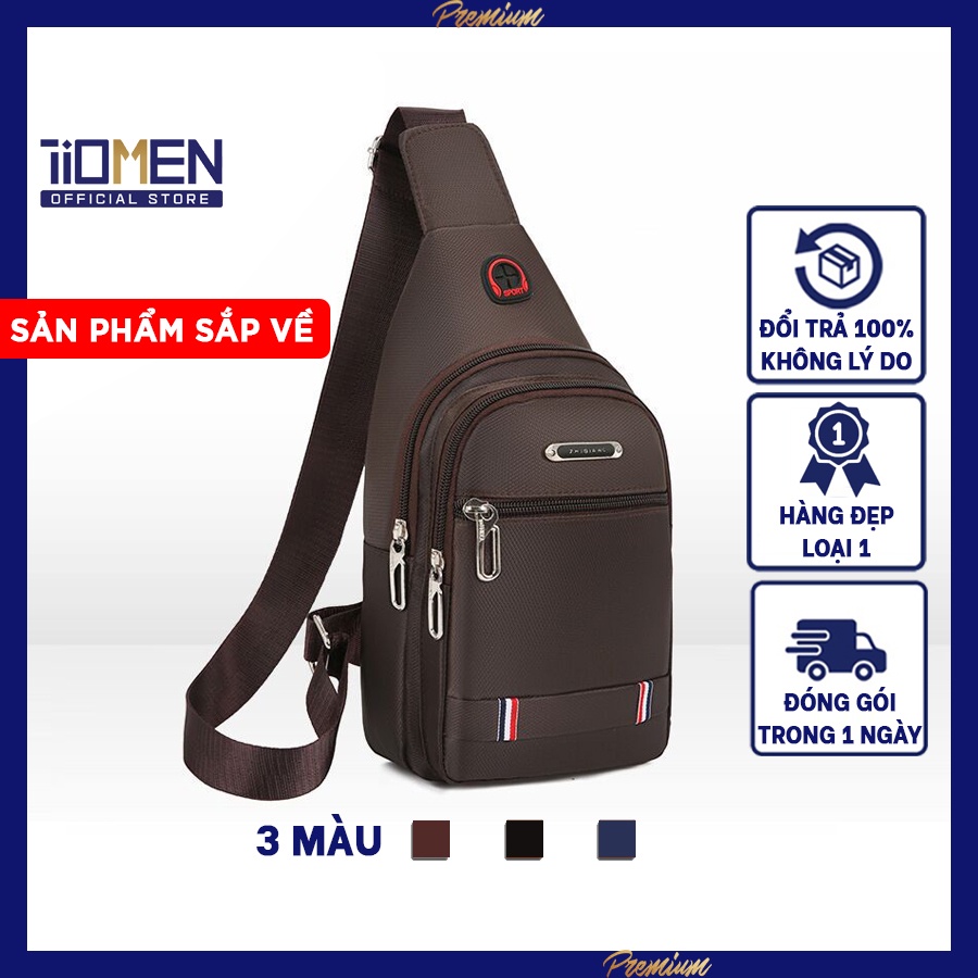 Túi đeo chéo nam 3 ngăn, túi nam đeo chéo nam có lỗ tai nghe tiện lợi cách Hàn Quốc