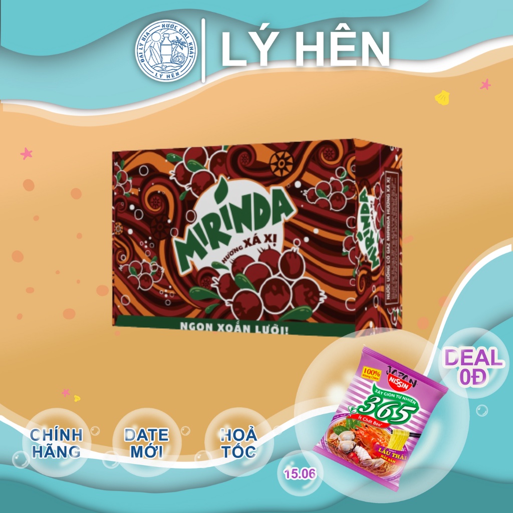 Thùng 24 Lon Nước Ngọt Có Gas Mirinda Xá Xị - Soft Drink Lon 330ml Date Luôn Mới