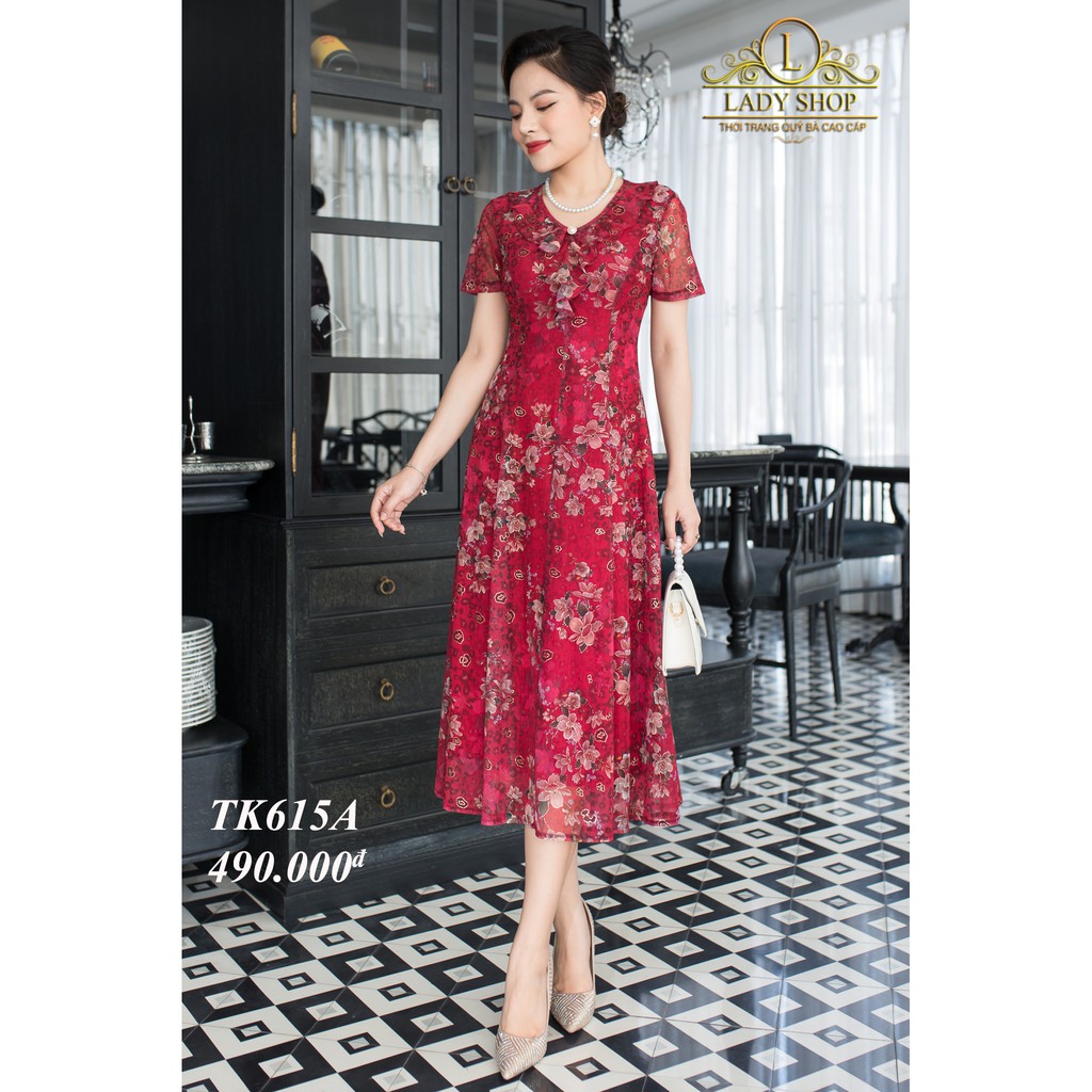 Đầm xòe hoa thiết kế mới mùa hè Ladyshop  TK615