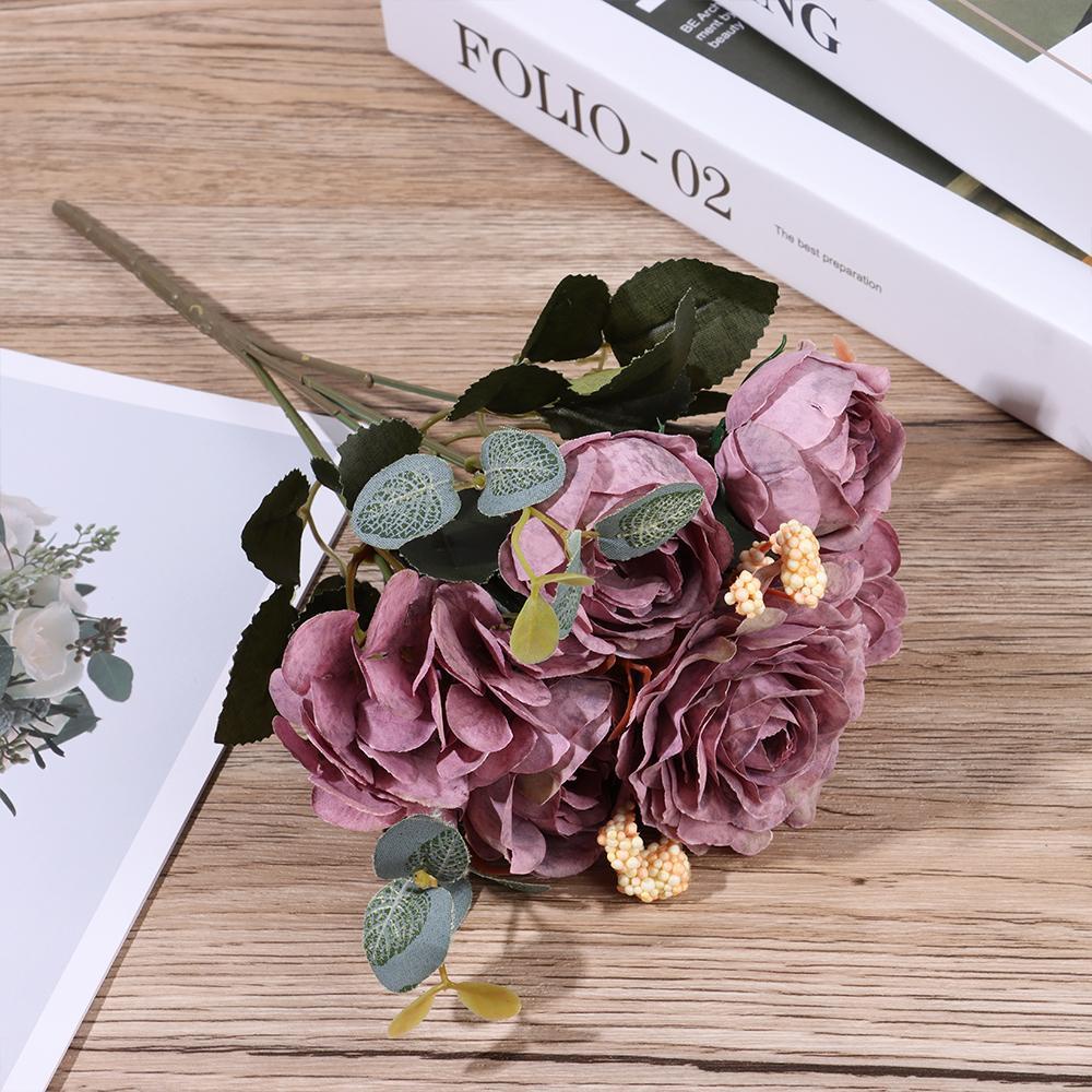 YOLA Hoa Hồng Giả Bằng Lụa Dùng Trang Trí Tiệc Cưới Phong Cách Retro