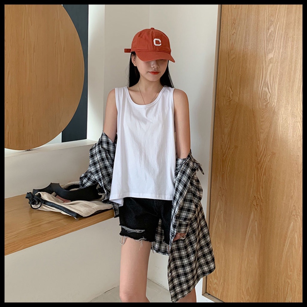 Áo thun ba lỗ from rộng BIGSIZE sát nách màu trắng / màu đen CRA049