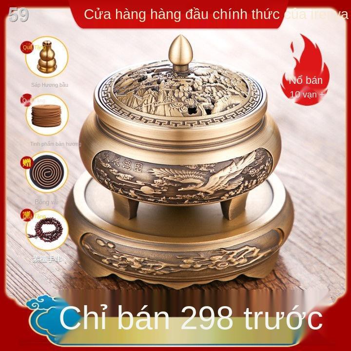 Lư hương bằng đồng nguyên chất gia dụng trong nhà gỗ đàn ba chân cho tượng phật Trang trí trà đạo Máy khuếch tán