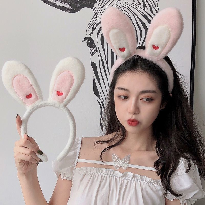 Jiashucheng Băng Đô Tai Thỏ Dễ Thương Chống Trượt Phong Cách Hàn Quốc Cho Nữ