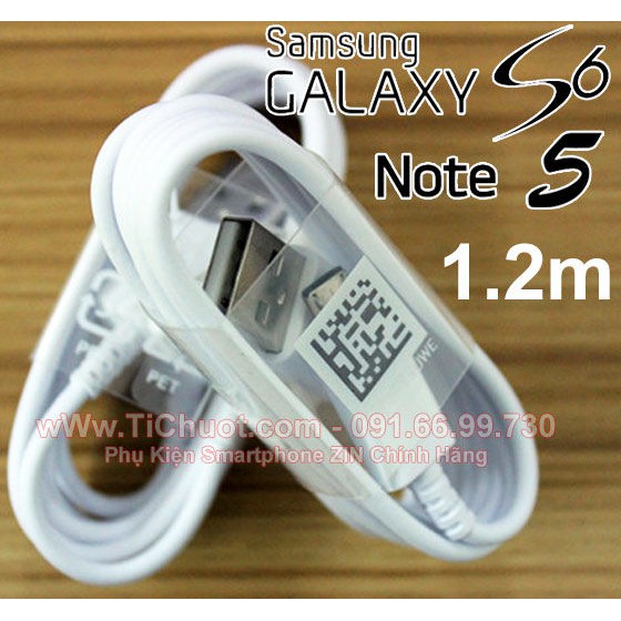 Cáp Samsung 1.2m ZIN Chính Hãng Galaxy Note 5, S6, S7 Edge Micro USB 2.0