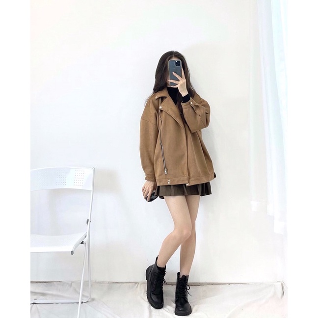 [ Ảnh thật ] Áo khoác da lộn 2 lớp dáng unisex 5 màu -Cuastore.vn