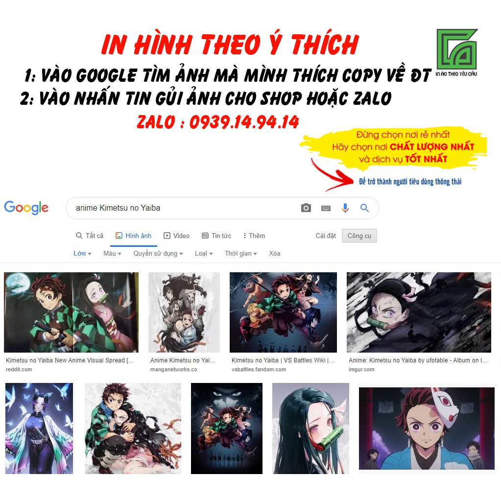 Áo thun anime Kimetsu no Yaiba in theo yêu cầu và các nhân vật Anime