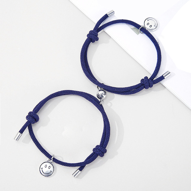 1Pair Couple Smile Face Attract Braided Bracelet/Friendship Rope Chinese Idioms Wrist Chain Jewelry Staunch Lover/Adjustable Braid Rope Bracelet