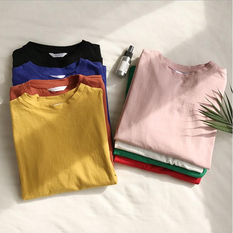 Freeship đơn 99k_ áo thun cotton trơn ngắn tay kiểu dáng hàn quốc