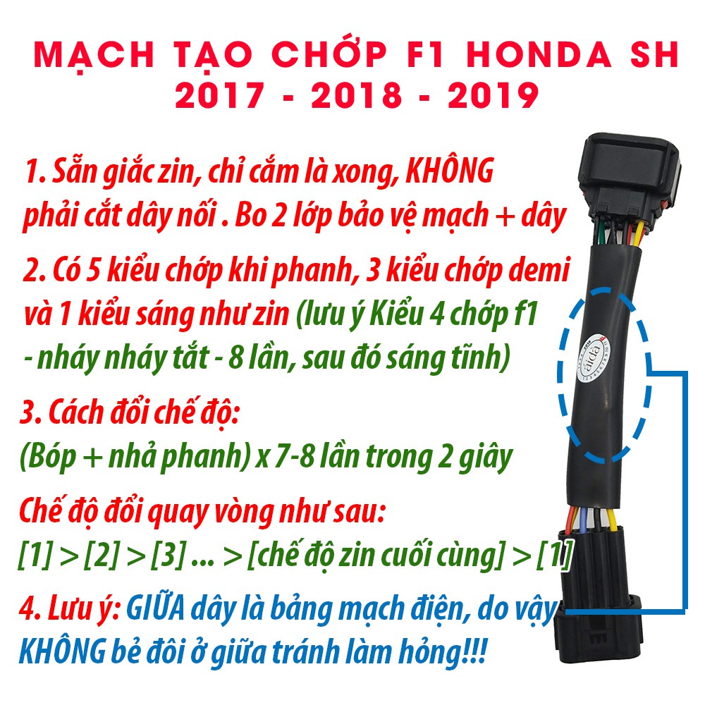 Honda SH - Bộ mạch sẵn giắc zin tạo chớp stop F1 nhiều kiểu + 1 zin