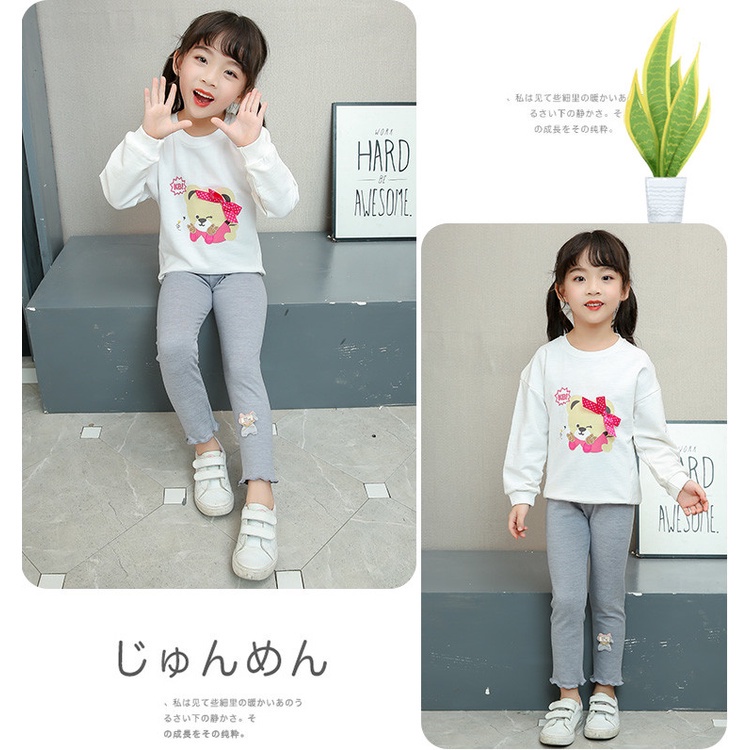 [LF.VN] Quần Legging Co Giãn Phối Ren Xuân Thu Cho Bé Gái Dralon 100-150cm