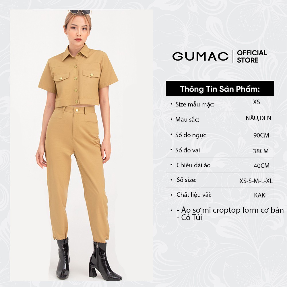 Áo sơ mi kiểu nữ croptop GUMAC cá tính trẻ trung AB755 | BigBuy360 - bigbuy360.vn
