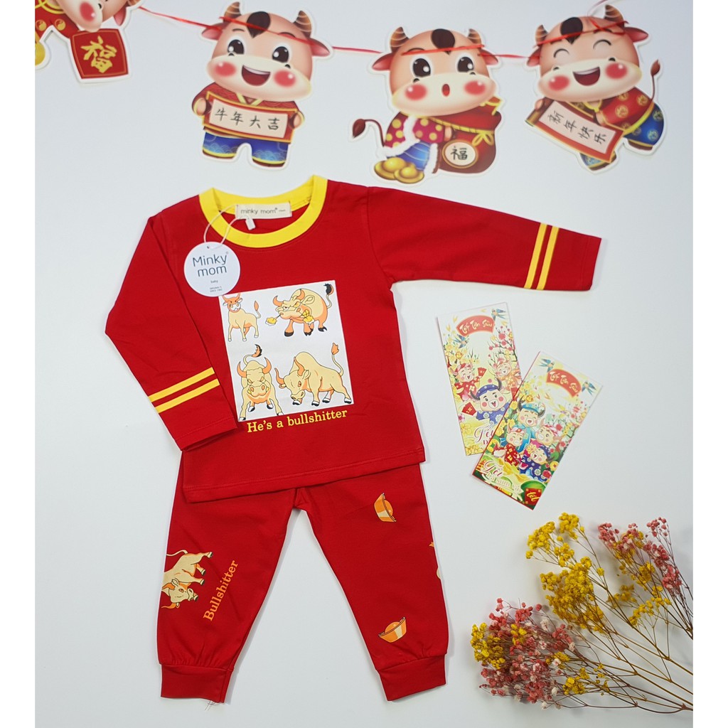 Bộ Dài Tay Phối COTTON 100% TẾT 2021 MINKY MOM TD-PT