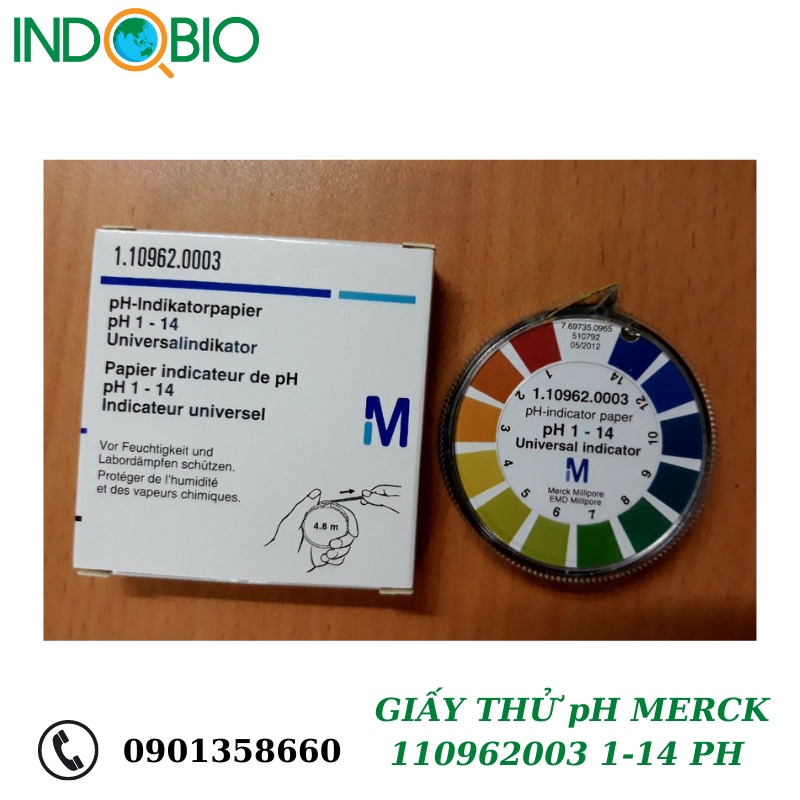 GIẤY QUỲ TÍM ĐO PH 110962003 GIẤY THỬ PH 1-14 PH MERCK