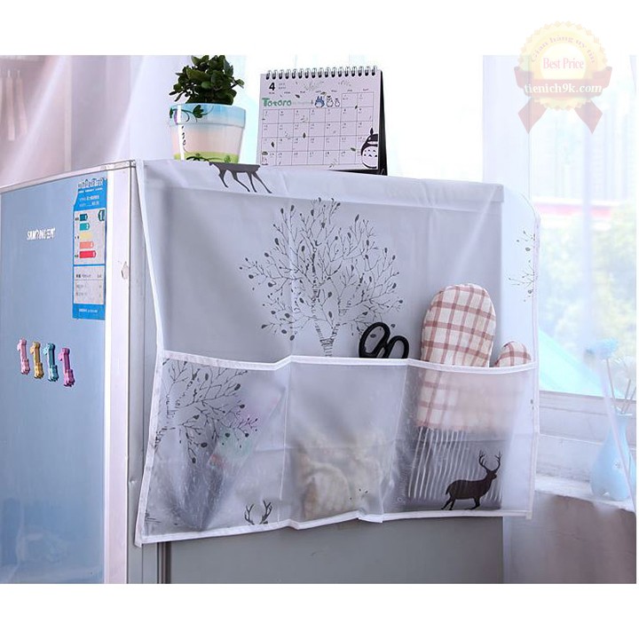 Phủ tủ lạnh nhiều ngăn nhìn xuyên PVC hoa văn trang trí tủ lạnh