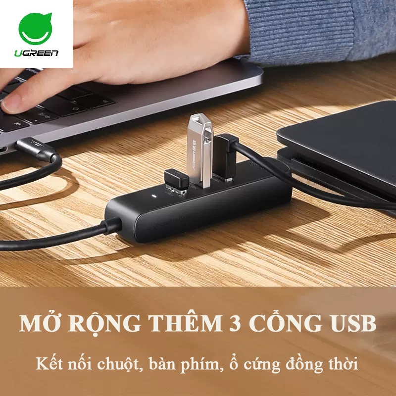 Cáp chuyển đổi USB-C sang LAN kèm Hub USB Ugreen 10917 - Hàng Chính Hãng