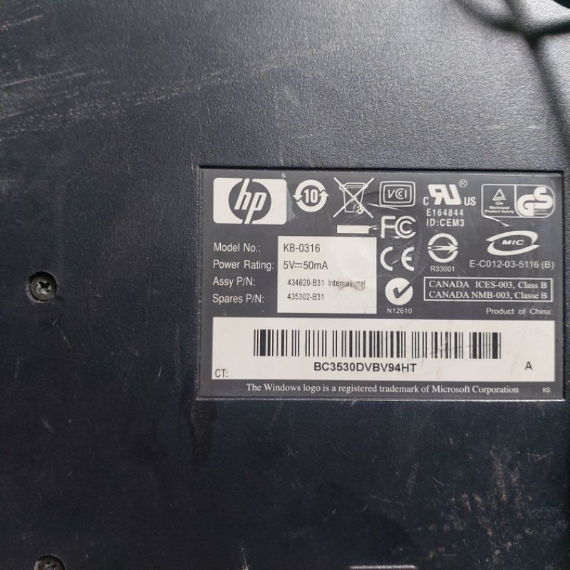 Bàn phím HP KB0316 bàn phím có dây cổng tròn Ps2