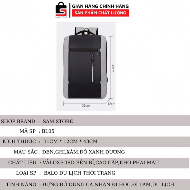 Balo laptop phản quang, thời trang có cổng sạc USB kích thước 15,6 inch chống sốc giá rẻ cho  sinh viên | BigBuy360 - bigbuy360.vn