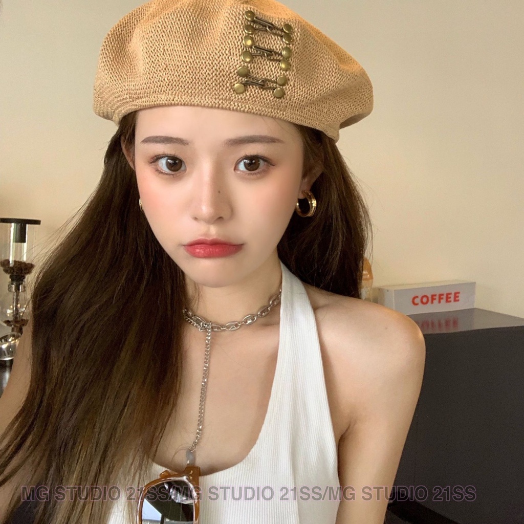 Mũ beret MG STUDIO sợi cotton thời trang mùa hè 3 màu