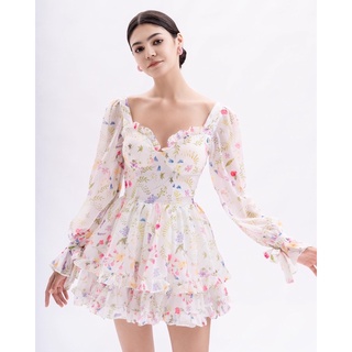 Đầm hoa xoè tay phồng cột nơ Katherina dess - Karlotta concept
