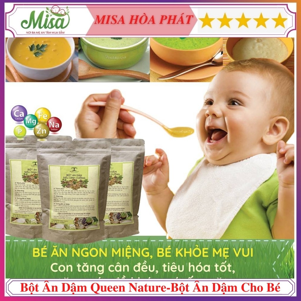 Bột Ăn Dặm Siêu Dinh Dưỡng Cho Bé Queen Nature 650GR, Bột Ăn Dặm Cho Bé Từ 5 Tháng Tuổi