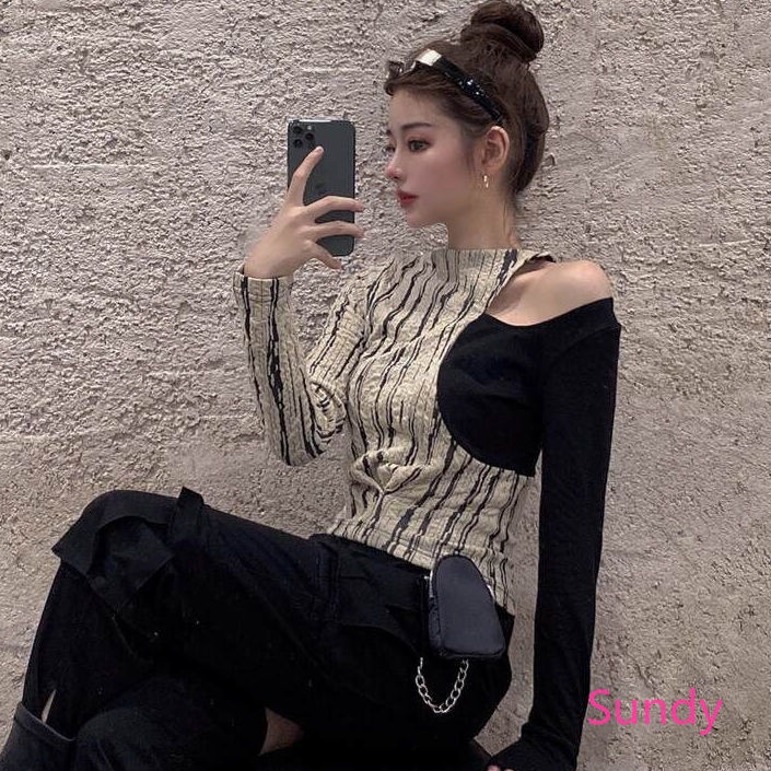 Áo Thun Dài Tay Dáng Ôm Thiết Kế Quyến Rũ Thời Trang Dành Cho Nữ