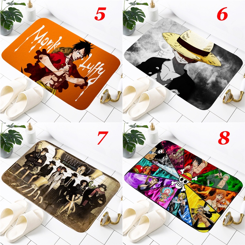 Khỉ D. Thảm lót cửa chùi chân Chống Trượt Thấm Hút Tốt In Hình Nhân Vật Anime One Piece Kích Thước 60x40cm