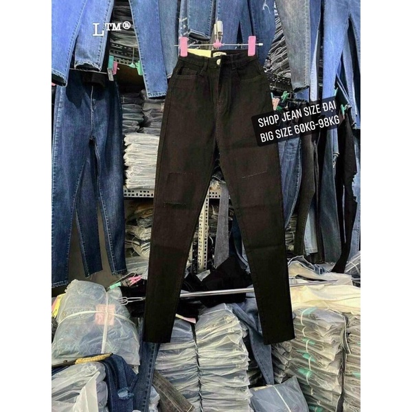 Quần Jeans Loang BigSize Rách Màu Xanh - Lưng Siêu Cao - Quần Bigsize Omber Cạp Cao Form Ôm 60kg-96kg