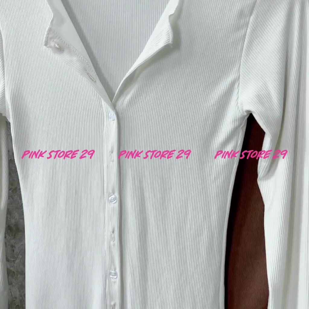 Áo kiểu tay dài PINKSTORE29 có cúc cài, cổ kiểu bẻ dáng ôm body gợi cảm A5557 | BigBuy360 - bigbuy360.vn