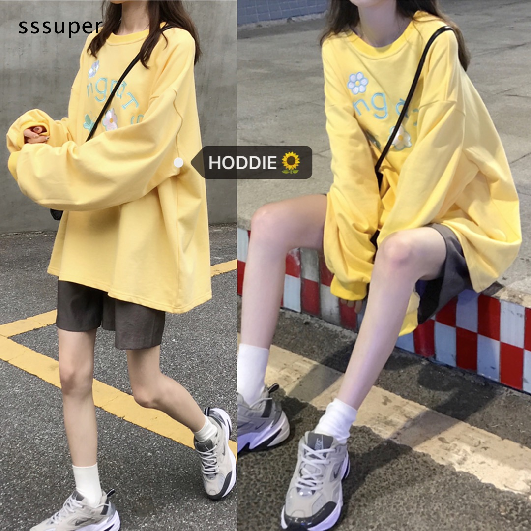 áo nỉ Tay Dài Dáng Rộng Phong Cách Ulzzang