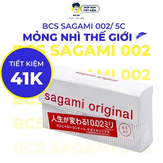 Bao cao su Sagami 0.02 siêu mỏng chính hãng 6 chiếc, không màu, không mùi, không kích ứng, độ bền cấp 2 Mr.BB